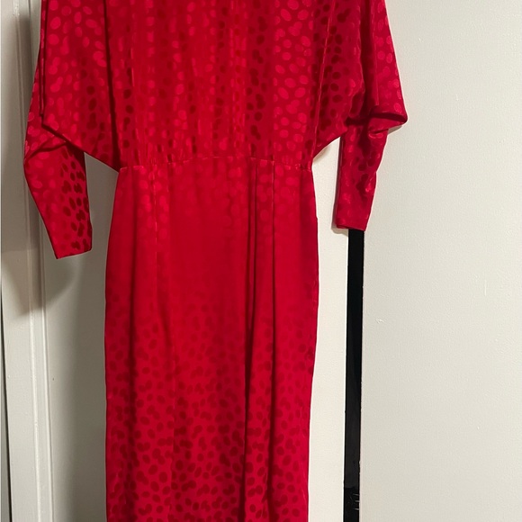 80s Vintage Red Backless Dress - Picture 2 of 4